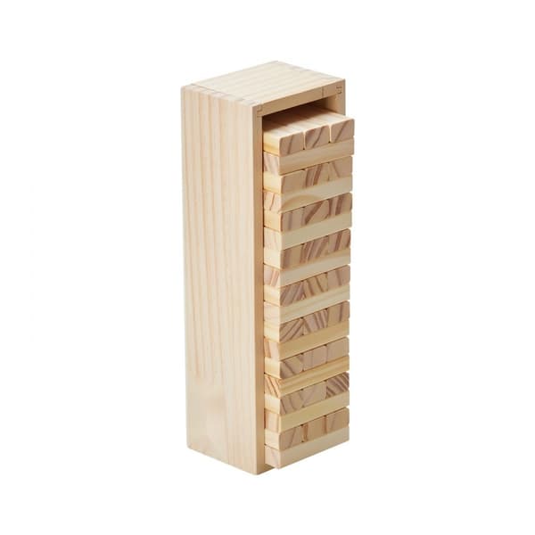 Tumbling Timber Leksak, 54 Block Tumbling Tower Spel, Furukasse, Tillverkad av Trä
