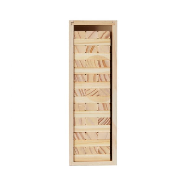 Tumbling Timber Leksak, 54 Block Tumbling Tower Spel, Furukasse, Tillverkad av Trä