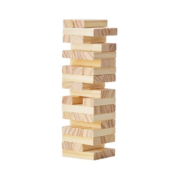 Tumbling Timber Leksak, 54 Block Tumbling Tower Spel, Furukasse, Tillverkad av Trä