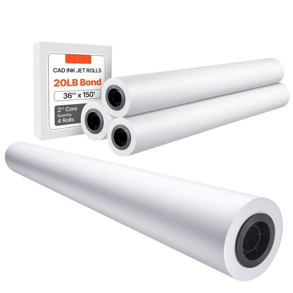 Laajamuotoinen Paperi Plotteri Paperi, 4 rullaa, 36 tuumaa x 150 ft, CAD-sidontarullat