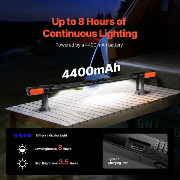 Underhuv Arbetsljus, 1450LM 4400mAh LED, Magnetisk, Uppladdningsbar, Högbelysningsförmåga