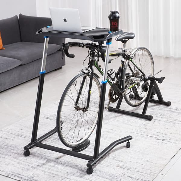 Mobilt Cykelbord, Hopfällbart Bike Trainer, Träningsbord med låsbart hjul, robust och lätt att förvara