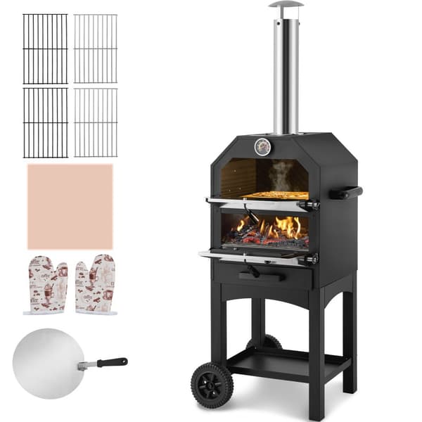12 Udendørs Bærbar Pizzaovn, Træpille Design, Perfekt til Camping, Letvægts og Transportabel