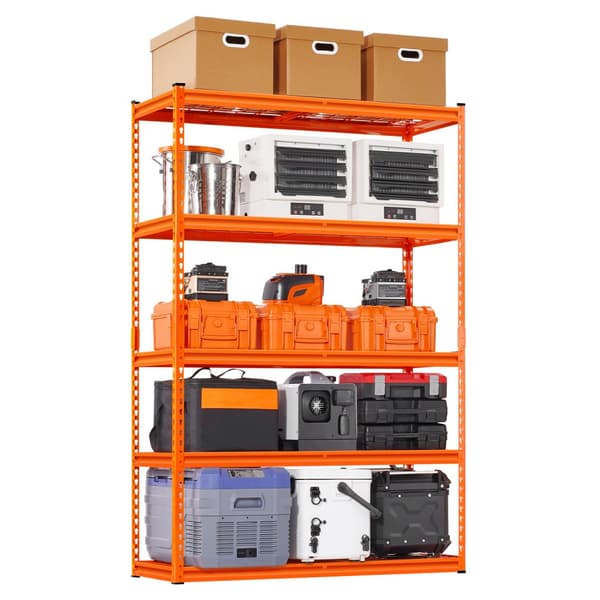 Justerbare opbevaringshylder 5 etager, Heavy Duty Garagereol, 2500 lbs kapacitet, ideel til garage og opbevaring