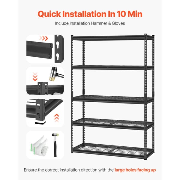 Opbevaringshylder 5 Etagers, Justerbar Heavy Duty, 2500 lbs kapacitet, robust garagehylde til maksimal pladsudnyttelse