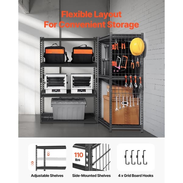 Justerbar Opbevaringshylde, 4 Etagers Heavy Duty, Garagereol, 2400 lbs kapacitet, pladsbesparende, robust design