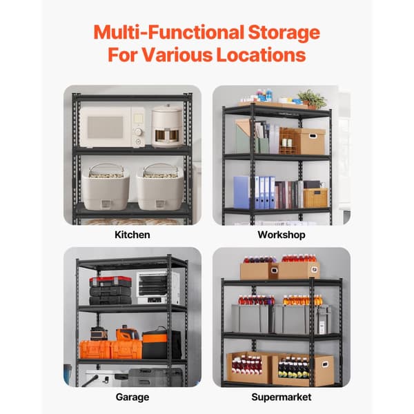 Justerbar Opbevaringshylde, 4 Etagers Heavy Duty, Garagereol, 2400 lbs kapacitet, pladsbesparende, robust design