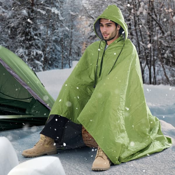 Campingfilt 200x150cm, Bärbar Varm Stadionfilt, Utomhus Grön Arméfärg