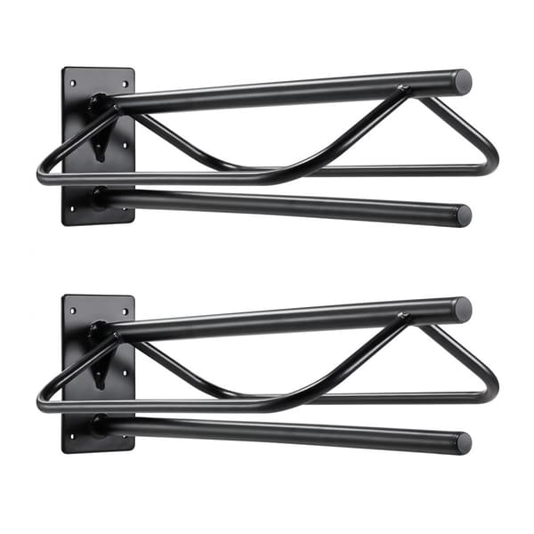 Sadelställ 2-pack, Vägghängt med Pad Bar, Svart Hästsadelställ för Stallorganisering