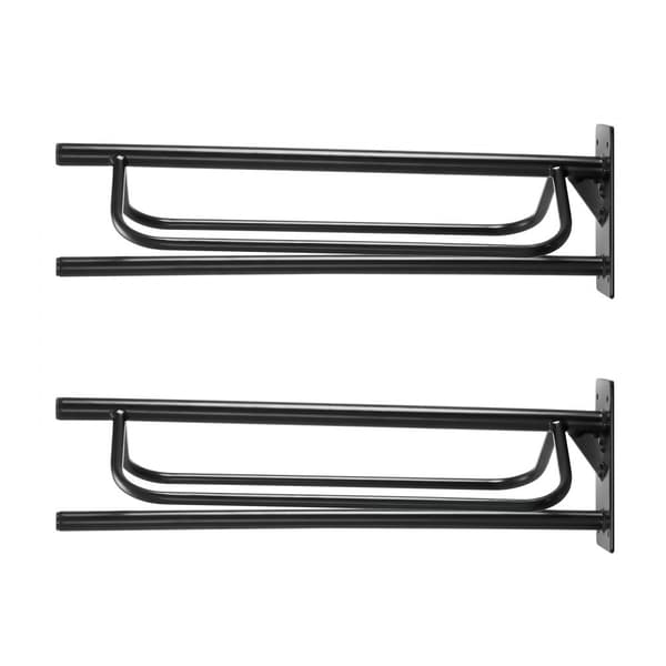 Sadelställ 2-pack, Vägghängt med Pad Bar, Svart Hästsadelställ för Stallorganisering