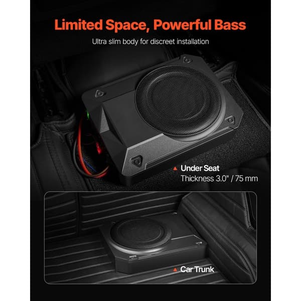 8 800 W under sædet bil subwoofer, slankt drevet subwoofer system, høj kvalitet bas, ideel til bil og lastbil