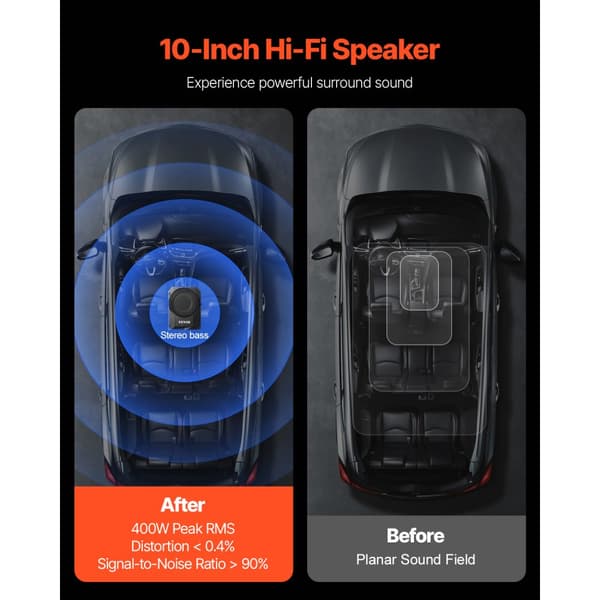400 W Under Sædet Bil-Subwoofer, Slank Design, Effektivt Bil/Lastbil Subwoofer-System, Kompakt Størrelse, Dyb Basrespons