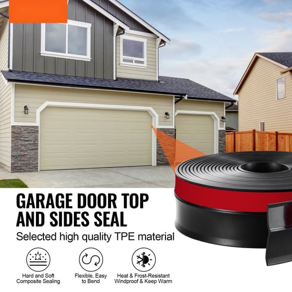 Garageports Tätningslist, 20 FT Universal, Väderstrippning för topp och sidor