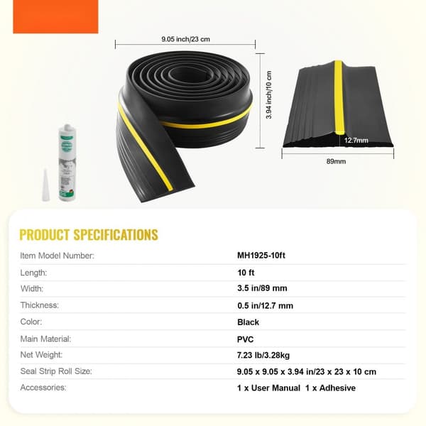 Garageportströskel, tätningslist 10 FT Universal, Botten Vattentät PVC