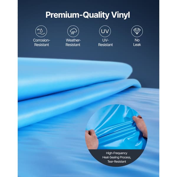 Oval Pool Liner 24 x 12,3 ft, Overlap Style Pool Liner 52in, Med Høj Væghøjde