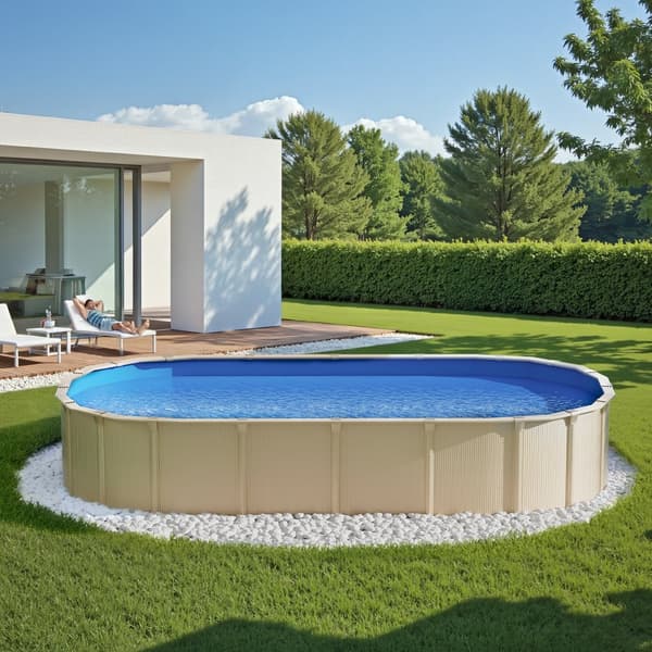 Oval Pool Liner 24 x 12,3 ft, Overlap Style Pool Liner 52in, Med Høj Væghøjde