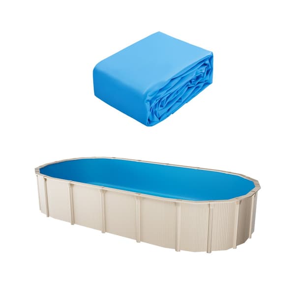 Oval Pool Liner 24 x 12,3 ft, Overlap Style Pool Liner 52in, Med Høj Væghøjde