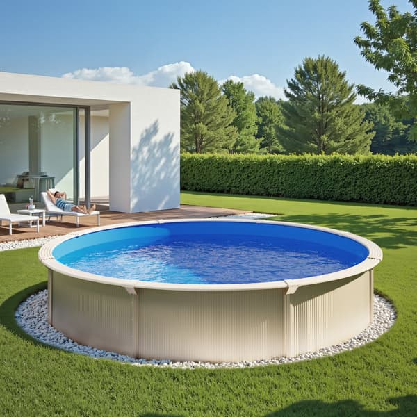 Rund Pool Liner 18ft, Unibead Pool Liner 47in, Vägghöjd Enfärgad, för utomhuspooler
