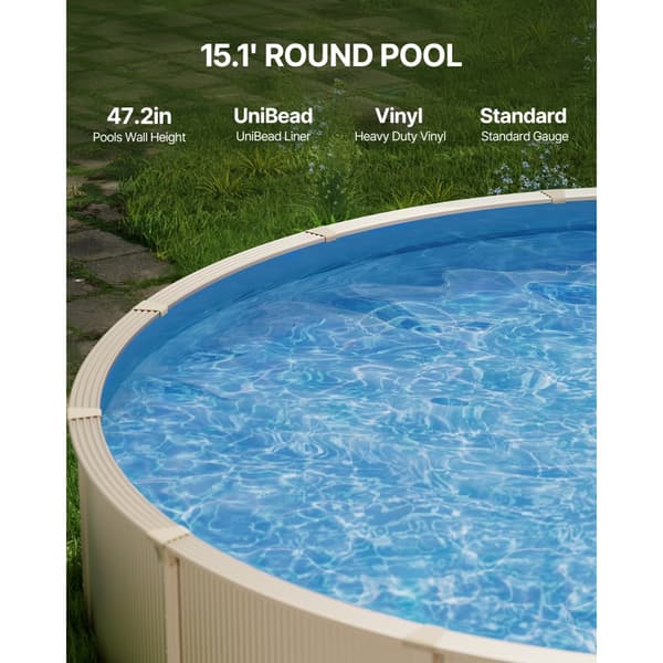 Rund Pool Liner 15ft, Unibead Pool Liner, 47in Væghøjde, Ensfarvet