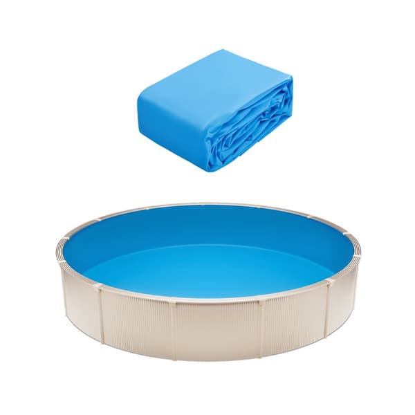 Rund Pool Liner 18ft, Overlap Pool Liner 52in, Solid Farve, Væghøjde