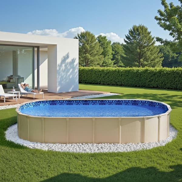 Oval Pool Liner 15x30ft, Unibead Stil Pool Liner, 52in Væg Højde