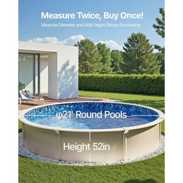 Rund Pool Liner 21ft, Unibead Stil, 52in væghøjde, højkvalitets materiale, lang levetid