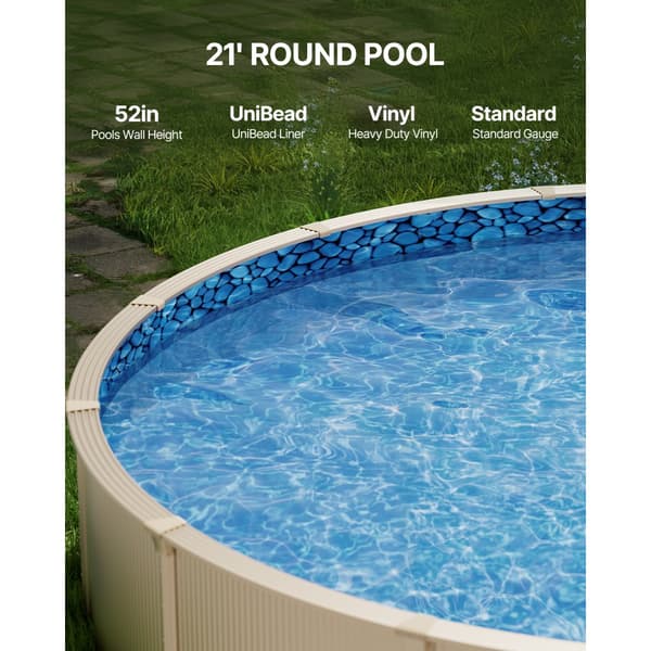 Rund Pool Liner 21ft, Unibead Stil, 52in væghøjde, højkvalitets materiale, lang levetid