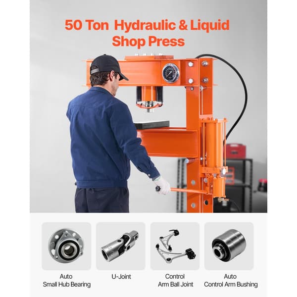 50 T Hydraulipuristin, Shop Press malli, puristuslevyllä taivutusta ja vaihdettava teho varten