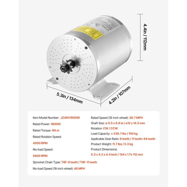 1800W borstlös DC-motorsats, 48V Elektrisk, uppgraderad hastighetsregulator