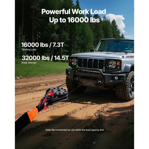 14,5 Tonnia Palautumisvetoblokki, Pulley Snatch 32 000 lbs, ATV UTV, Suurikapasiteettinen