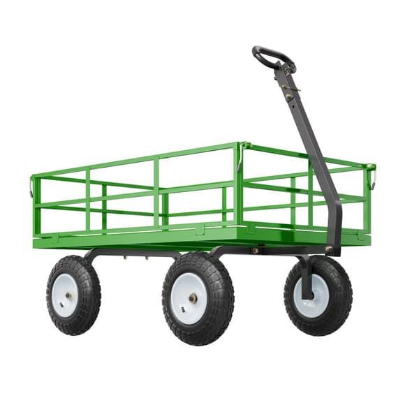 Stålträdgårdsvagn, 1200lbs Kapacitet, Heavy Duty Vagn med 13-tums däck