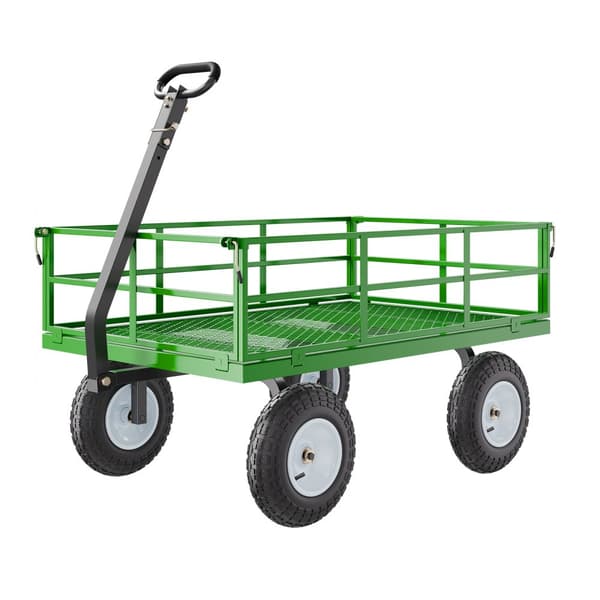 Stålträdgårdsvagn, 1200lbs Kapacitet, Heavy Duty Vagn med 13-tums däck