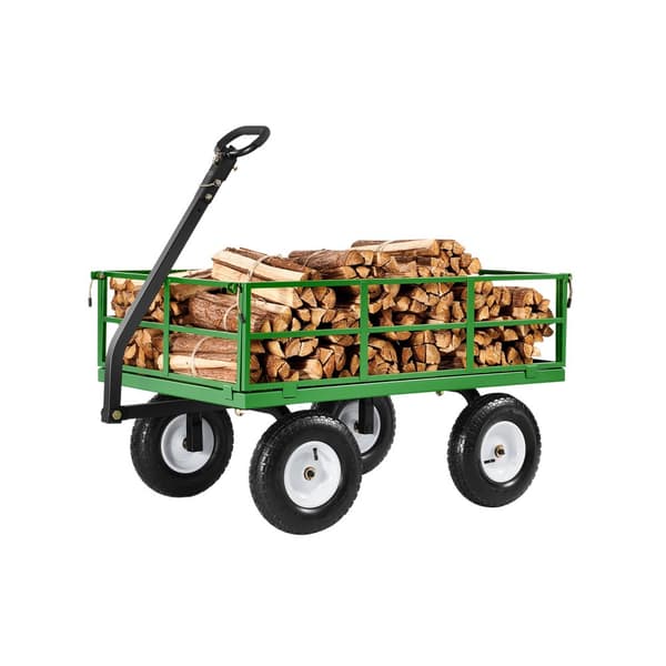 Stålträdgårdsvagn, 1200lbs Kapacitet, Heavy Duty Vagn med 13-tums däck