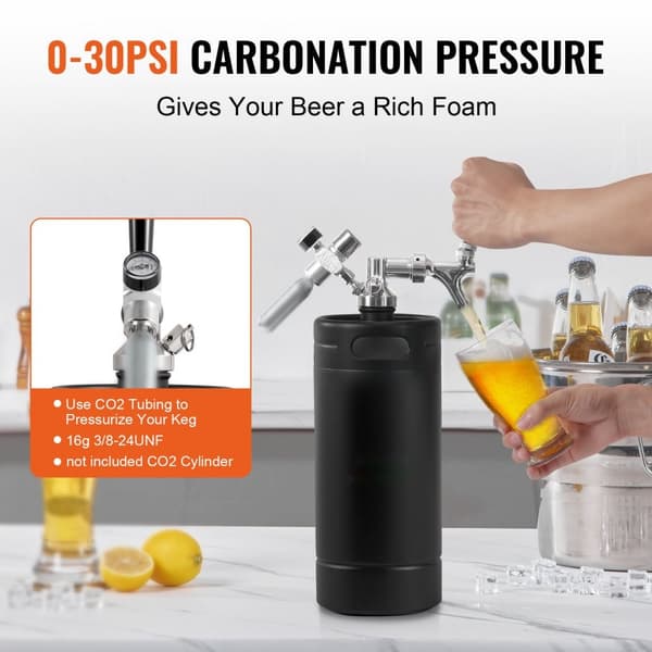 Mini Trycksatt Growler, 128Oz 4L Fatöl, Hem bryggning, Svart ölfat