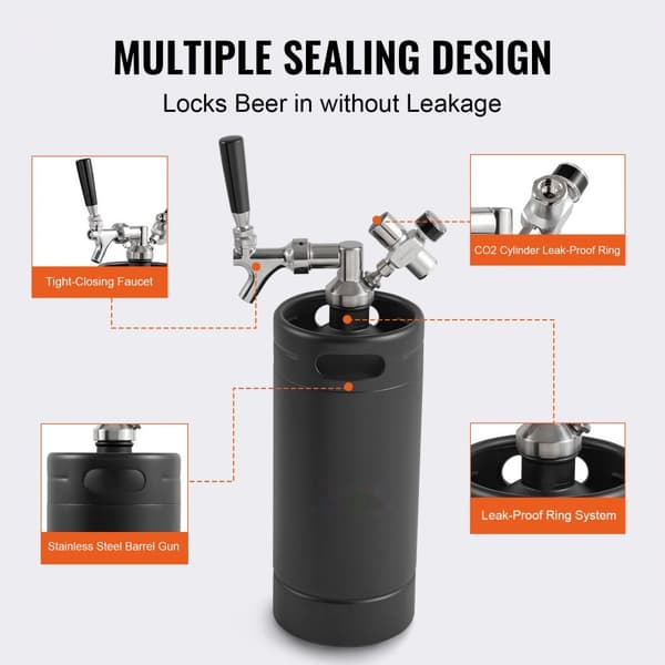Mini Trycksatt Growler, 128Oz 4L Fatöl, Hem bryggning, Svart ölfat