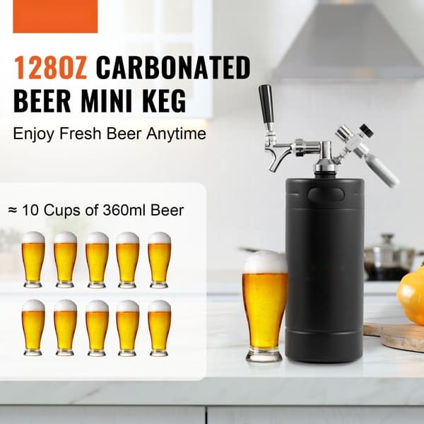 Mini Trycksatt Growler, 128Oz 4L Fatöl, Hem bryggning, Svart ölfat