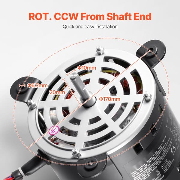 Ovnblæsermotor 1/2HK, 220V, 2,6A, 1300RPM, 3 hastigheder, 15μF/450V kondensator, høj effektivitet, slidstærk konstruktion