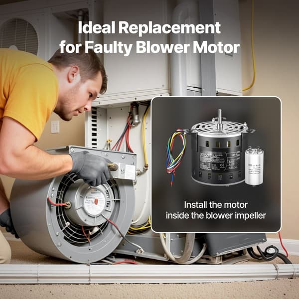 Ovnblæsermotor 1/2HK, 220V, 2,6A, 1300RPM, 3 hastigheder, 15μF/450V kondensator, høj effektivitet, slidstærk konstruktion