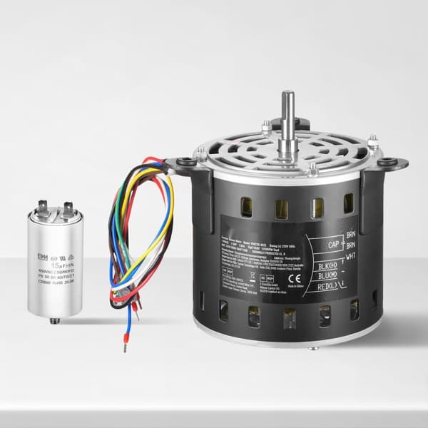 Uunipuhaltimen moottori 1/3HP, 220V 1.95A 1250RPM, 3-nopeuksinen, 15µF/450V kondensaattori