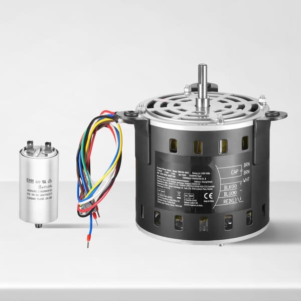 1/5HP Uunipuhaltimen Moottori, 220V 1.45A 1100RPM, 3-Nopeuksinen, 8µF/450V Kondensaattori
