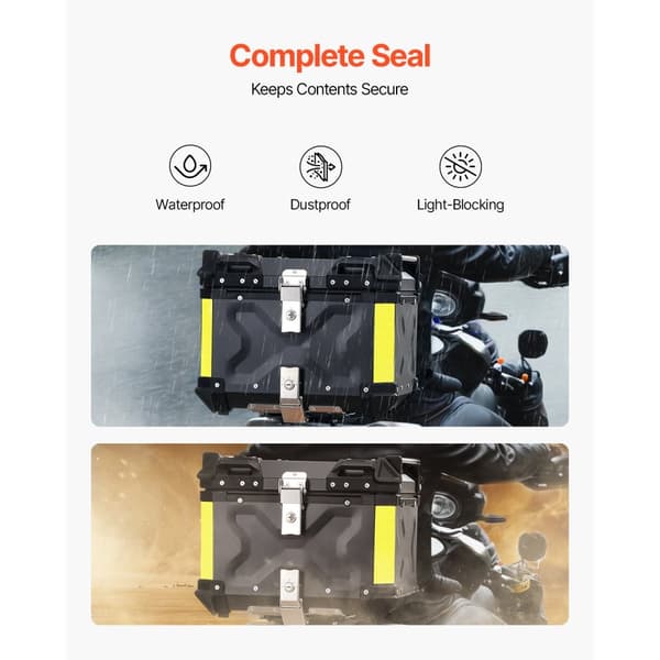 55L Motorcykel Top Case, Universal Tail Box, Læderforing, robust design, vandafvisende, nem montering