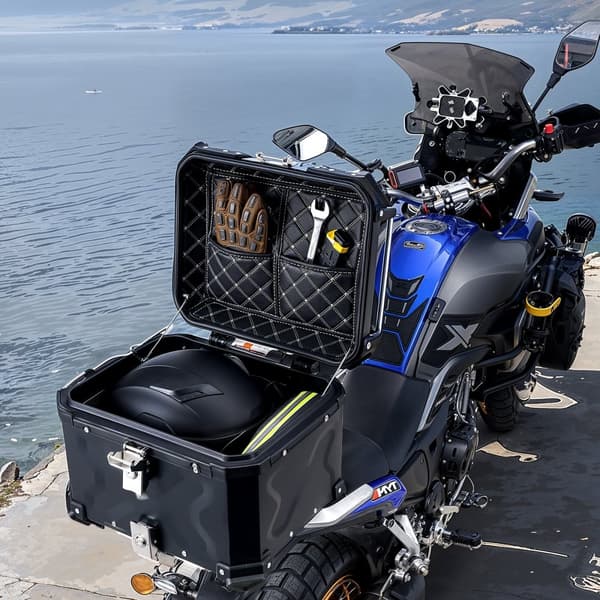 55L Motorcykel Top Case, Universal Tail Box, Læderforing, robust design, vandafvisende, nem montering