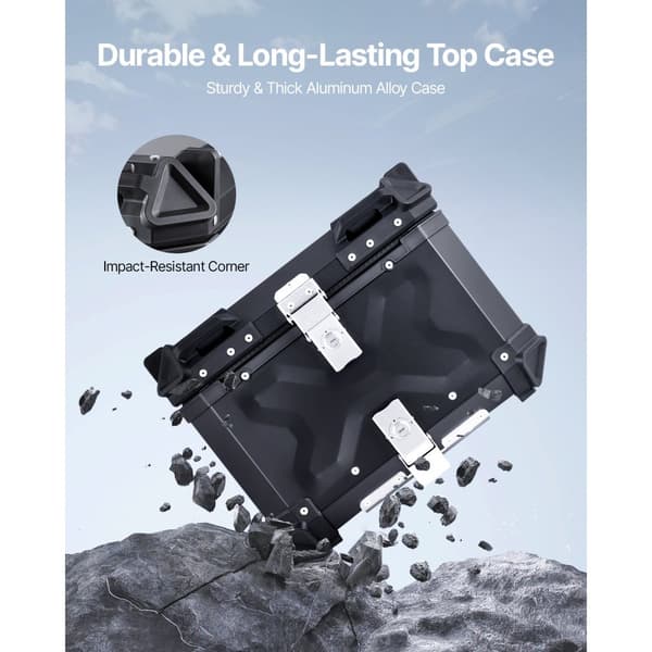 55L Motorcykel Top Case, Universal Tail Box, Læderforing, robust design, vandafvisende, nem montering