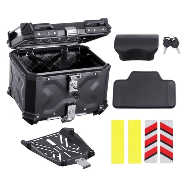 55L Motorcykel Top Case, Universal Tail Box, Læderforing, robust design, vandafvisende, nem montering