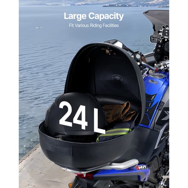 24L Motorcykel Top Case, Universal Motorcykel Hale, Reflekterende panel, holdbart design, nem montering, sikker opbevaring