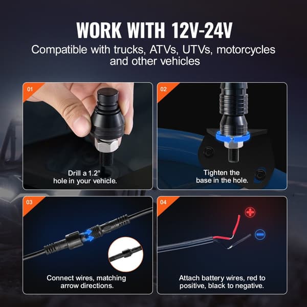 LED Piskelys 2 STK 3FT RGB Antenne Lys, Fjernbetjening, App-styret, perfekt til ATV, UTV og RZR