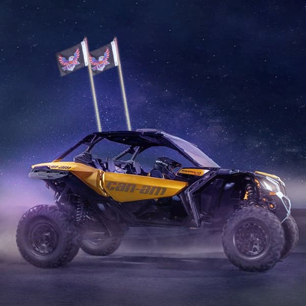 LED Piskelys 2 STK 3FT RGB Antenne Lys, Fjernbetjening, App-styret, perfekt til ATV, UTV og RZR