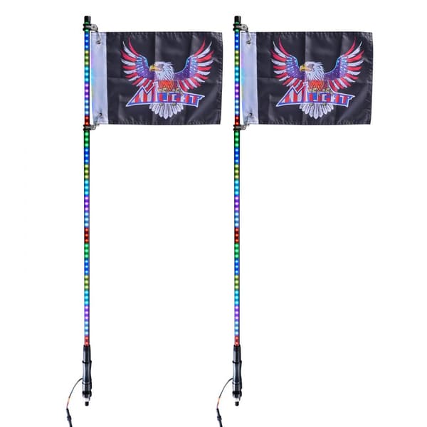 LED Piskelys 2 STK 3FT RGB Antenne Lys, Fjernbetjening, App-styret, perfekt til ATV, UTV og RZR