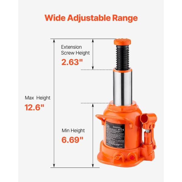 Hydraulisk Flaske Jack 20 Ton, Manuel Hævning, Bilværksted, Høj løftekapacitet, holdbart design