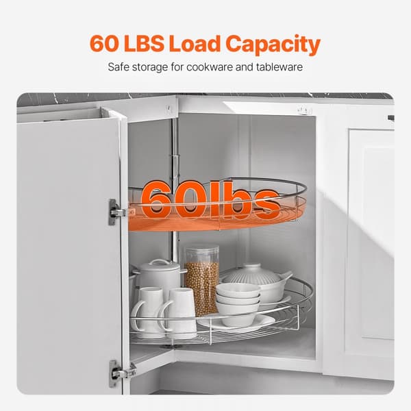 31 2-kerroksinen munuaisen muotoinen kromikulman järjestäjä, Lazy Susan kaappiverho, kääntyvä design